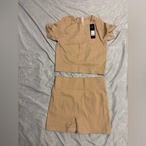 Fashion Nova Tan Seamless Ribbed Active Set